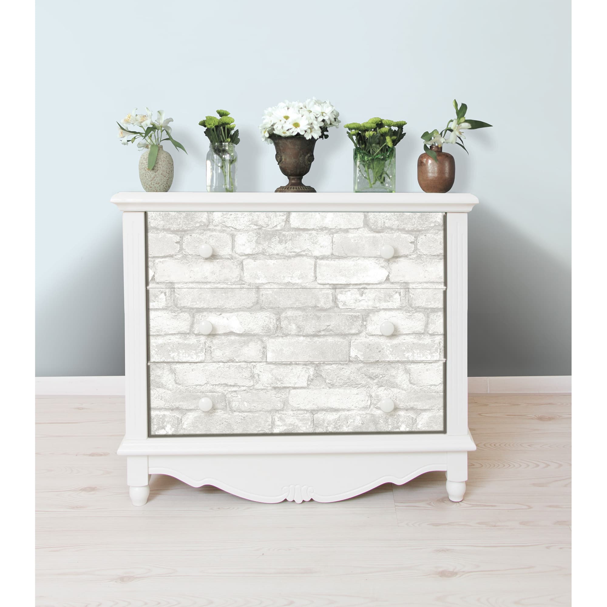 NuWallpaper Gray & White Brick Peel & Stick Wallpaper